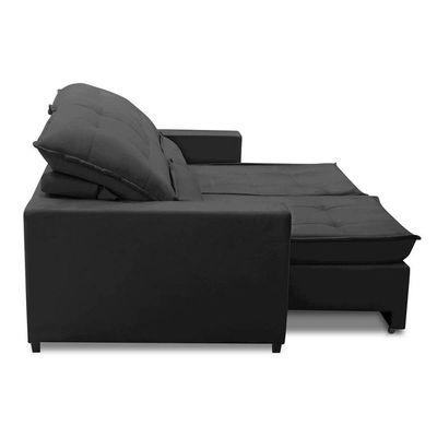 Sofa Retratil Reclinavel 2 Lugares 2,40m Atlantis Veludo Grafite Lansofbr