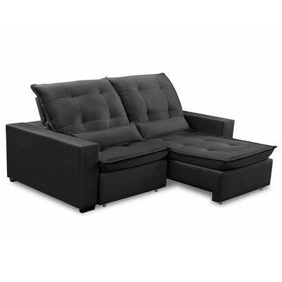 Sofa Retratil Reclinavel 2 Lugares 2,40m Atlantis Veludo Grafite Lansofbr