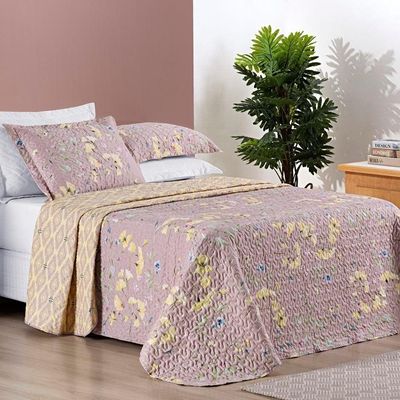 Colcha + Jogo De Cama Bouti Estampado King 06 Peças 100% Poliéster - Lavanda