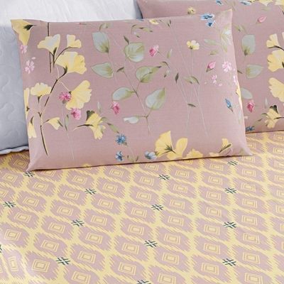Colcha + Jogo De Cama Bouti Estampado King 06 Peças 100% Poliéster - Lavanda