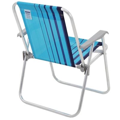 Kit 02 Cadeiras De Praia Tramontina Samoa Alta Alumínio C/ Assento Azul Cristal E Escuro 92900002
