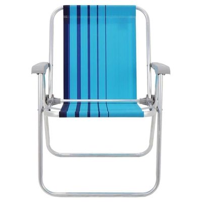 Kit 02 Cadeiras De Praia Tramontina Samoa Alta Alumínio C/ Assento Azul Cristal E Escuro 92900002
