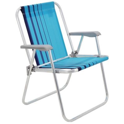 Kit 02 Cadeiras De Praia Tramontina Samoa Alta Alumínio C/ Assento Azul Cristal E Escuro 92900002