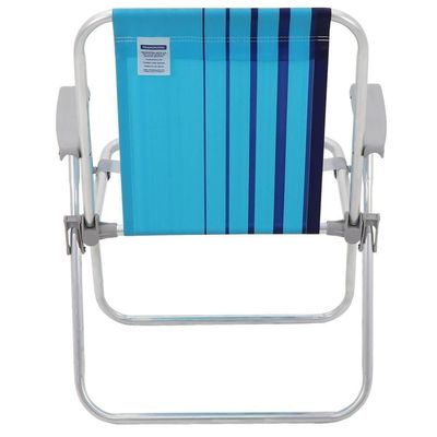 Kit 02 Cadeiras De Praia Tramontina Samoa Alta Alumínio C/ Assento Azul Cristal E Escuro 92900002