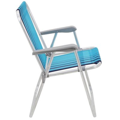 Kit 02 Cadeiras De Praia Tramontina Samoa Alta Alumínio C/ Assento Azul Cristal E Escuro 92900002