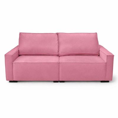 Sofá 2 Metros Contemporâneo Sala Estar Luxo Moderno Suede rose
