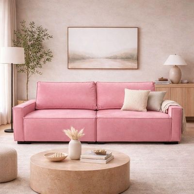 Sofá 2 Metros Contemporâneo Sala Estar Luxo Moderno Suede rose
