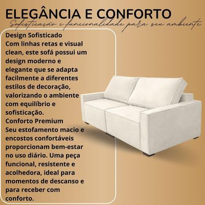 Sofá 2 Metros Contemporâneo Sala Estar Luxo Moderno Suede rose