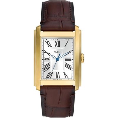 Relógio Fossil Masculino Ref: Fs6011/0dn Clássico Retangular Dourado