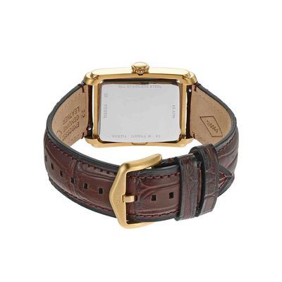Relógio Fossil Masculino Ref: Fs6011/0dn Clássico Retangular Dourado
