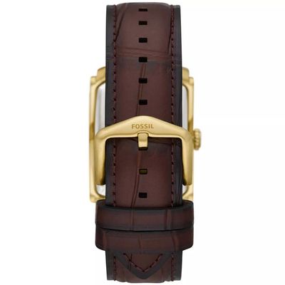 Relógio Fossil Masculino Ref: Fs6011/0dn Clássico Retangular Dourado