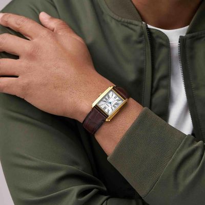 Relógio Fossil Masculino Ref: Fs6011/0dn Clássico Retangular Dourado