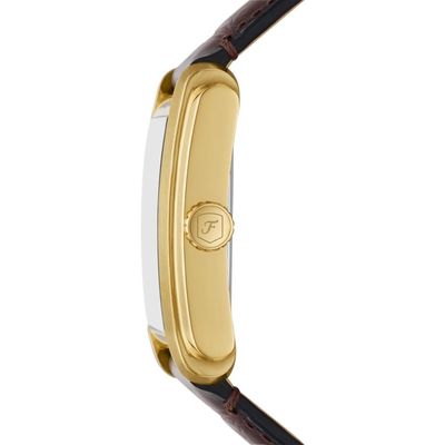 Relógio Fossil Masculino Ref: Fs6011/0dn Clássico Retangular Dourado