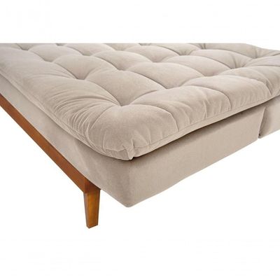Sofá Cama Dubai 3 Lugares Império Reclinável Casal Pés Madeira Madero Areia 376