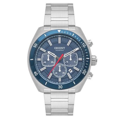 Relógio Orient Masculino Ref: Mbssc285 D1sx Solar Cronógrafo Prateado