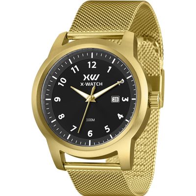 Relógio X-Watch Masculino Ref: Xmgs1049 P2kx Casual Mesh Dourado