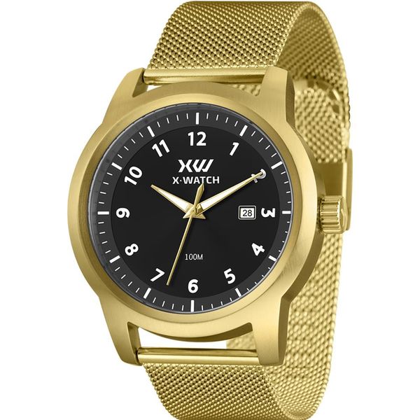 Relógio X-Watch Masculino Ref: Xmgs1049 P2kx Casual Mesh Dourado