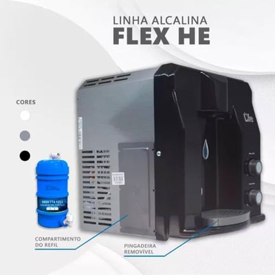 Purificador De Água Gelada Flex He Top Life Ph Alcalino Cor Preto 127v