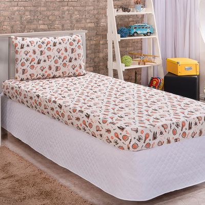Jogo Cama Lençol Diverkids Solteiro Infantil Malha Soft 100% Algodão 2 Peças - Avião Laranja