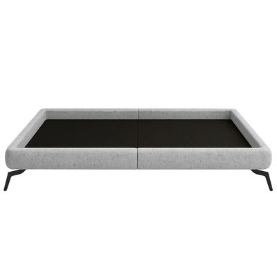 Cama Casal Base Box Pés Ferro 156cm Emma Linho Cinza Claro - Nexta Casa
