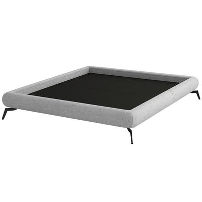 Cama Casal Base Box Pés Ferro 156cm Emma Linho Cinza Claro - Nexta Casa