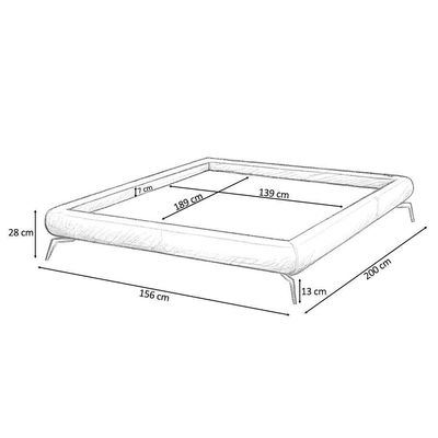 Cama Casal Base Box Pés Ferro 156cm Emma Linho Cinza Claro - Nexta Casa