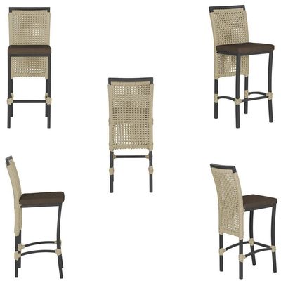 Mesa Bistrô E 4 Banquetas Roma Preta Corda Estofado 9 Trama Rami