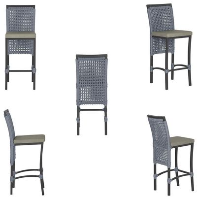 Mesa Bistrô E 2 Banquetas Roma Preta Corda Estofado 7 Trama Prata
