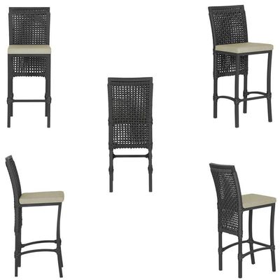 Mesa Bistrô E 2 Banquetas Roma Preta Corda Estofado 7 Trama Preto