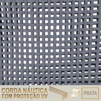 Mesa Bistrô E 2 Banquetas Roma Preta Corda Estofado 7 Trama Prata
