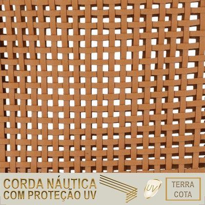 Mesa Bistrô E 2 Banquetas Roma Marrom Corda Estofado Trama Terra Cota