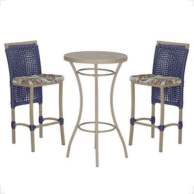 Mesa Bistrô E 2 Banquetas Roma Fendi Corda Estofado 5 Trama Azul