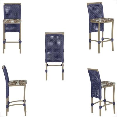 Mesa Bistrô E 2 Banquetas Roma Fendi Corda Estofado 5 Trama Azul