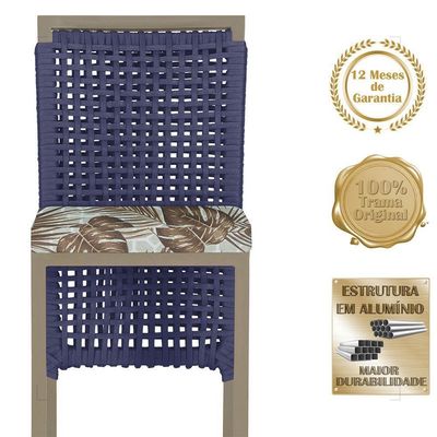 Mesa Bistrô E 2 Banquetas Roma Fendi Corda Estofado 5 Trama Azul