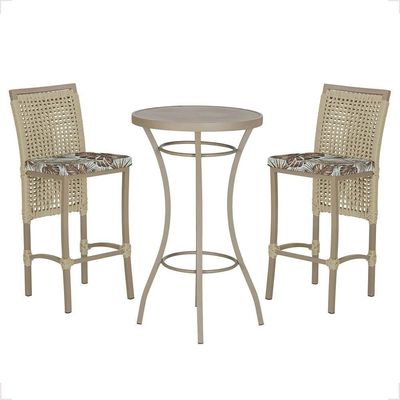 Mesa Bistrô E 2 Banquetas Roma Fendi Corda Estofado 5 Trama Rami