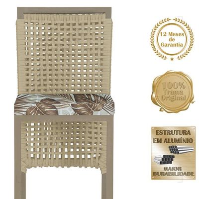 Mesa Bistrô E 2 Banquetas Roma Fendi Corda Estofado 5 Trama Rami