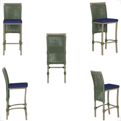 Mesa Bistrô 4 Banquetas Roma Fendi Corda Estofado 10 Trama Verde