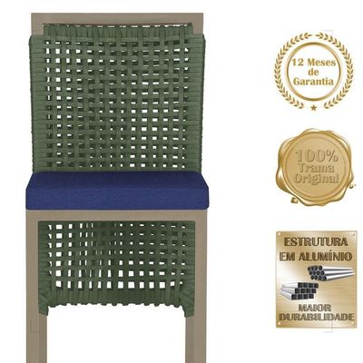 Mesa Bistrô 4 Banquetas Roma Fendi Corda Estofado 10 Trama Verde