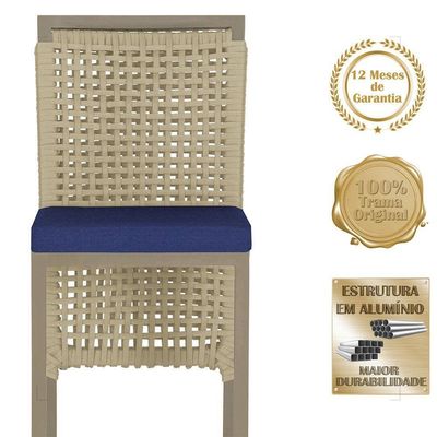 Mesa Bistrô 4 Banquetas Roma Fendi Corda Estofado 10 Trama Rami