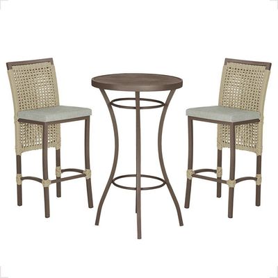 Mesa Bistrô 2 Banquetas Roma Marrom Corda Náutica 3 Trama Rami