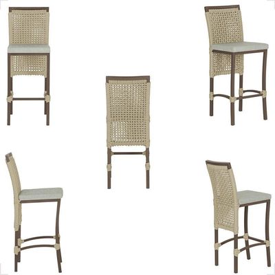 Mesa Bistrô 2 Banquetas Roma Marrom Corda Náutica 3 Trama Rami
