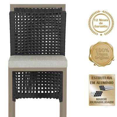 Mesa Bistrô 2 Banquetas Roma Fendi Corda Náutica 3 Trama Preto