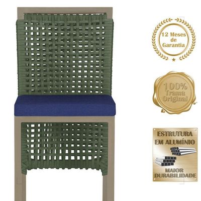 Mesa Bistrô 2 Banquetas Roma Preta Corda Estofado 10 Trama Verde