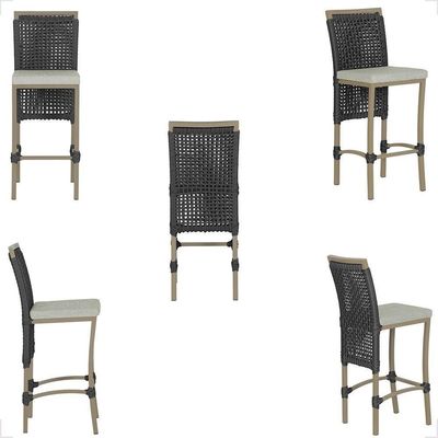 Mesa Bistrô 2 Banquetas Roma Fendi Corda Náutica 3 Trama Preto