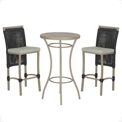 Mesa Bistrô 2 Banquetas Roma Fendi Corda Náutica 3 Trama Preto