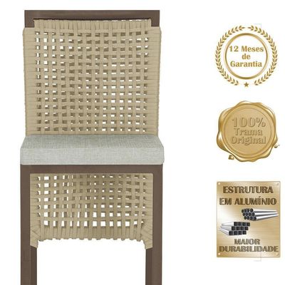 Mesa Bistrô 2 Banquetas Roma Marrom Corda Náutica 3 Trama Rami