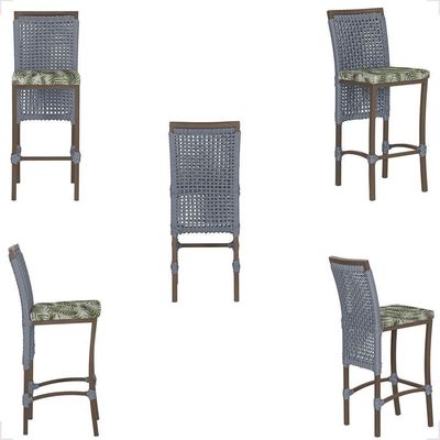 Mesa Bistrô 2 Banquetas Roma Corda Náutica Estofado 5 Trama Prata