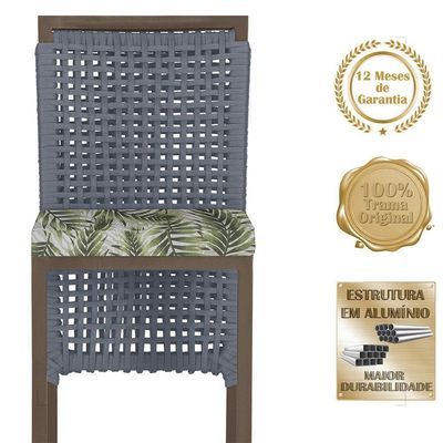 Mesa Bistrô 2 Banquetas Roma Corda Náutica Estofado 5 Trama Prata