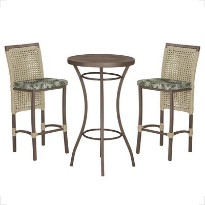 Mesa Bistrô 2 Banquetas Roma Corda Náutica Estofado 5 Trama Rami