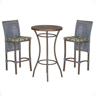 Mesa Bistrô 2 Banquetas Roma Corda Náutica Estofado 5 Trama Prata